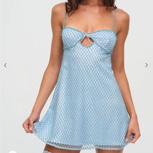 For love and lemons glitter slip dress in blue